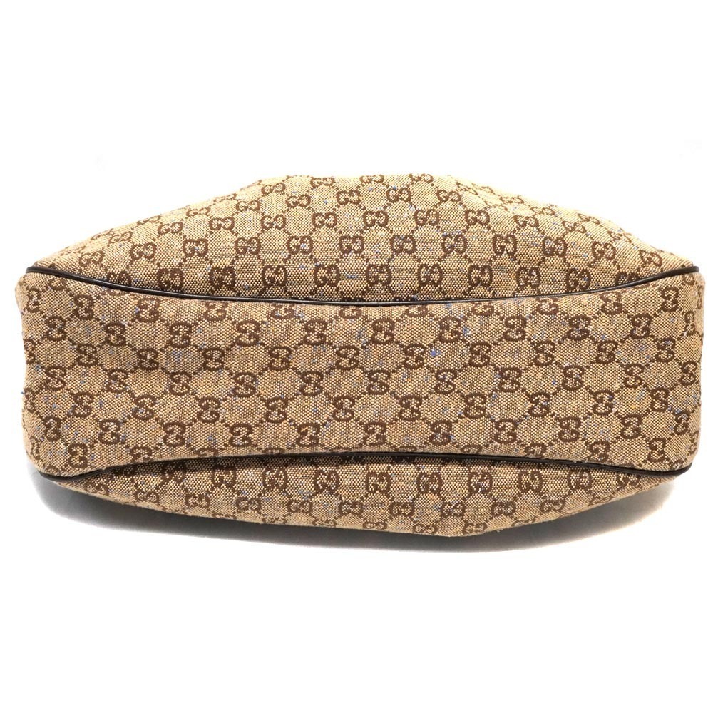 GUCCI Hobo Bag Beige Brown Blue Sukey Canvas Leather - Picture 5 of 10
